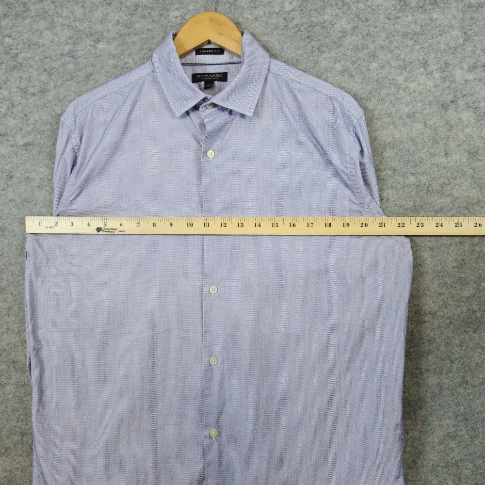 Banana Republic Men's Dress Shirt Size‎ L Purple Mini-Geometric Print Camden Fit